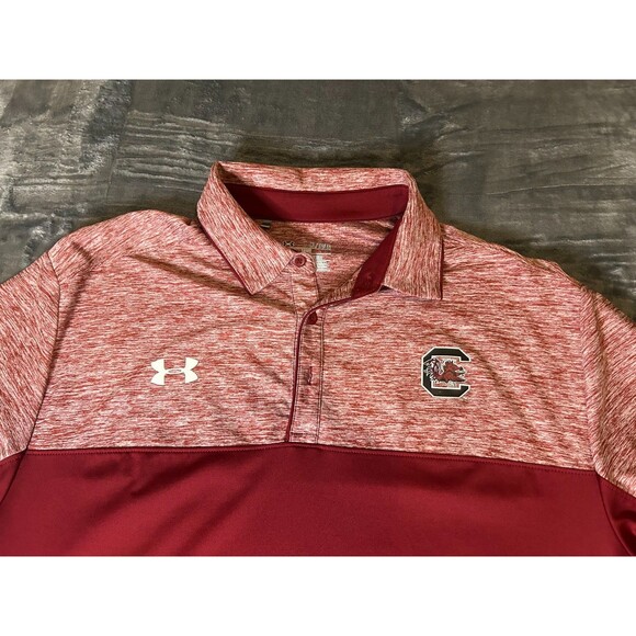 South Carolina Gamecocks Under Armour Polo Shirt Men XL Red Heat Gear - Picture 1 of 8